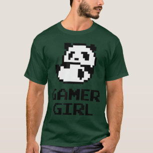 T-shirt Fille de joueur Panda mignon Jeu vidéo Rétro 8 Bi