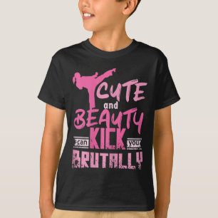 T-shirt Fille de karaté kickboxing mignonne et beauté fémi