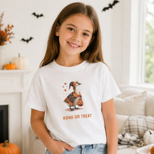 T-shirt Fille de la citrouille d'Halloween ou de l'oie