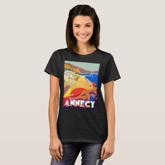 T-shirt Fille de la plage d'Annecy (Devant entier)