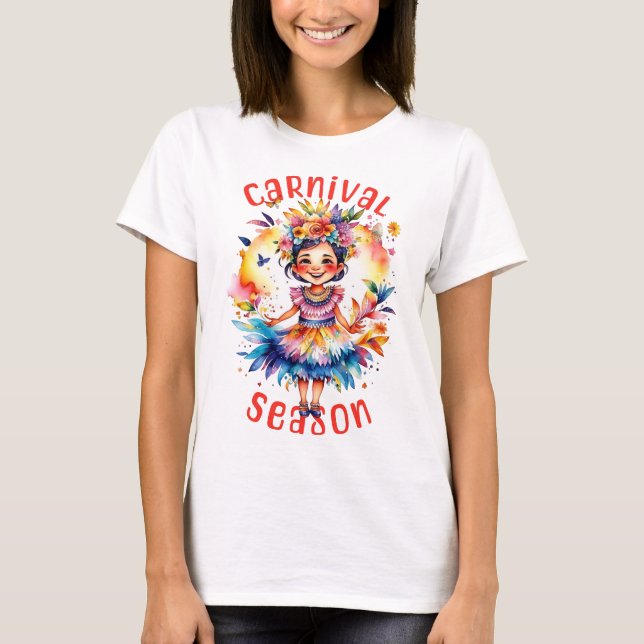 T-shirt Fille de la saison du carnaval d'aquarelle (Devant)