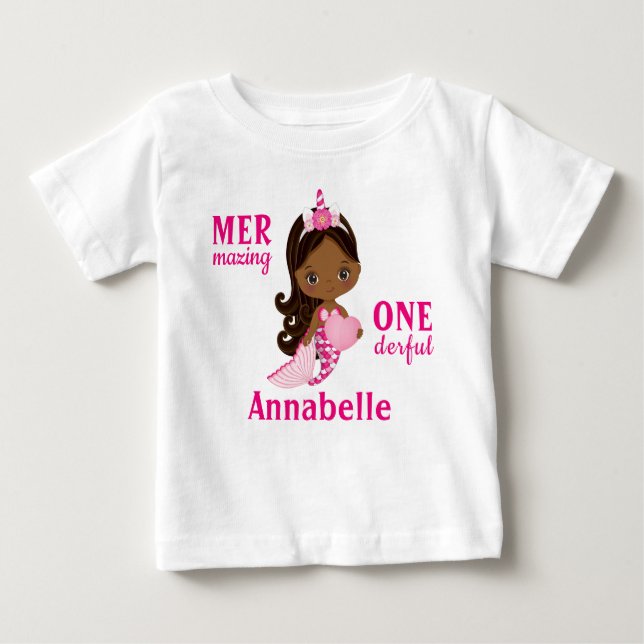 T-shirt fille de la Sirène afro-américaine Unicorn (Devant)