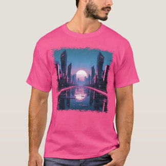 T-shirt fille de la ville futuriste