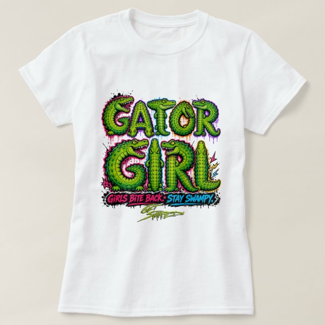T-shirt Fille de l'alligator inondé (Design devant)