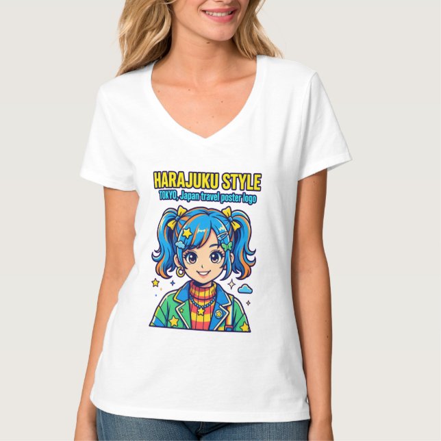 T-shirt Fille de logo d'affiche de voyage de style Harajuk (Devant)