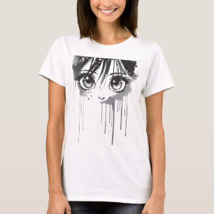 T-shirt Fille de manga au regard imprégné de peinture