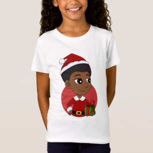 T-Shirt Fille de Noël avec un dessin animé afro