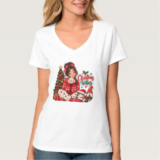 T-shirt Fille de Noël, Collection de Chats Designs de Fête