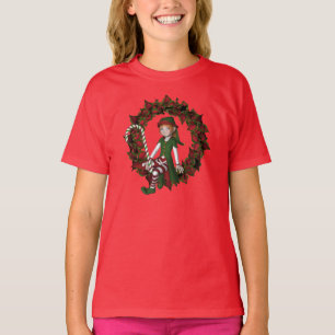 T-shirt Fille de Noël Elfe sur la couronne mignonne vacanc