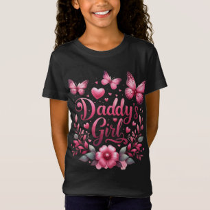 T-Shirt Fille de papa - Papillon rose Design de coeur