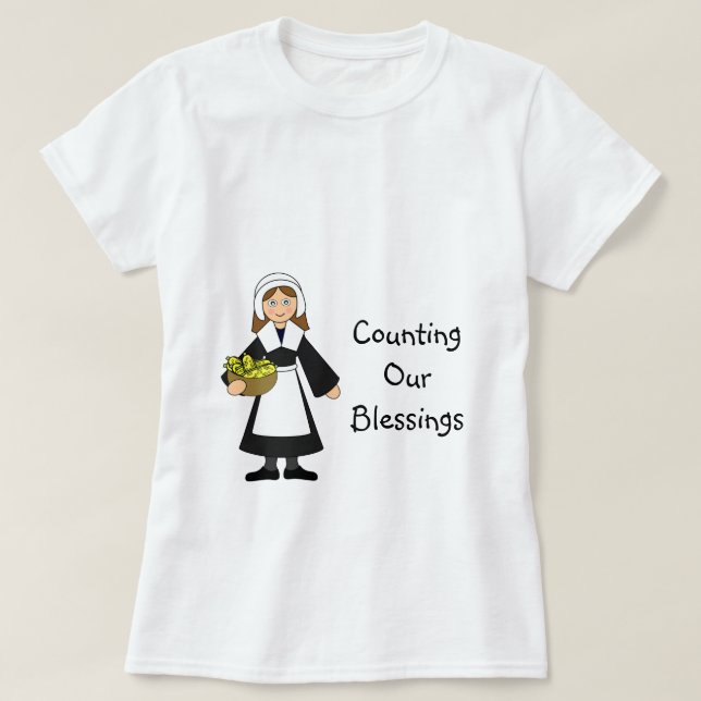 T-shirt Fille de pèlerin de Thanksgiving (Design devant)