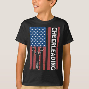 T-shirt Fille de pom-pom girl Drapeau des États-Unis Cheer