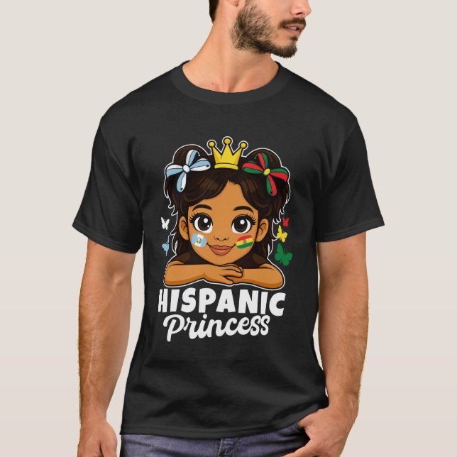 T-shirt Fille de princesse hispanique Drapeau du Guatemala (Devant)