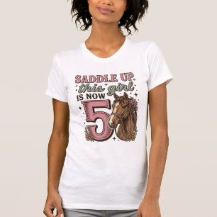 T-shirt Fille de selle 5e anniversaire Cheval Chemise de C