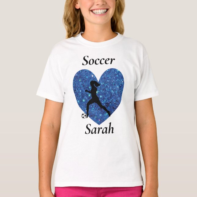T-shirt Fille de soccer, nom personnalisé Fille de soccer (Devant)