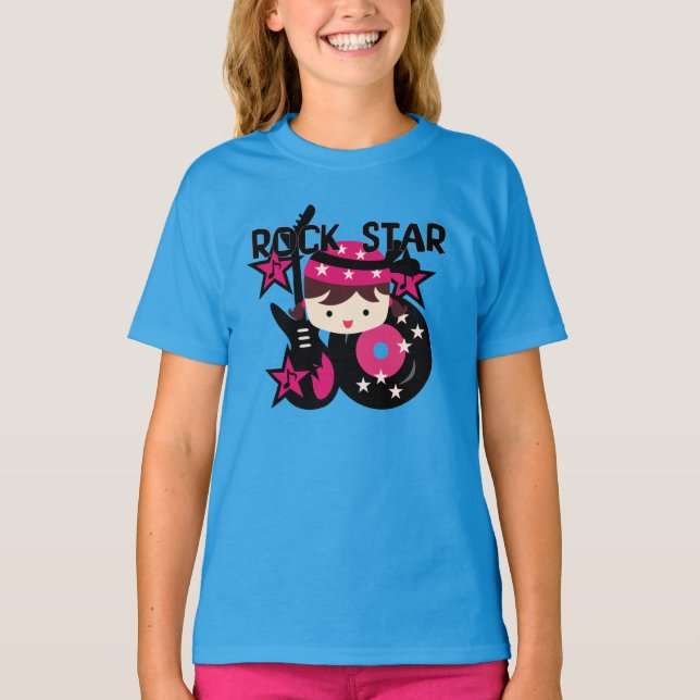 T-shirt Fille de vedette du rock de brune (Devant)