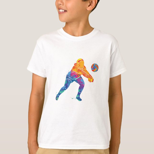 T-shirt Fille de volley-ball aquarelle (Devant)