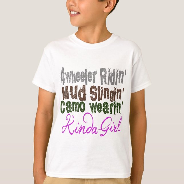 T-shirt fille de wearin de camo de slingin de boue de (Devant)