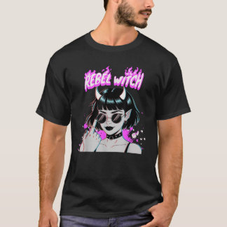 T-shirt Fille démoniaque rebelle sorcière esthétique vapor