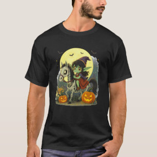 T-shirt Fille d'Halloween Elfe noir Gobelin Troll montant