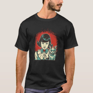 T-shirt Fille diabolique avec chat démoniaque