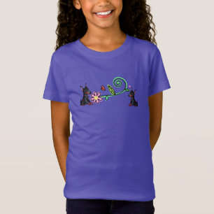 T-shirt fille Doberman chiots et fleurs