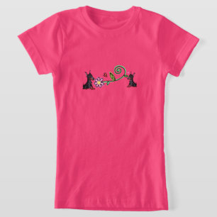 T-shirt fille Doberman chiots et fleurs