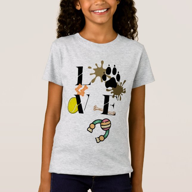 T-Shirt Fille "Dog Love" (Devant)