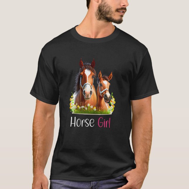 T-shirt Fille du cheval Fille du cheval de hobby (Devant)