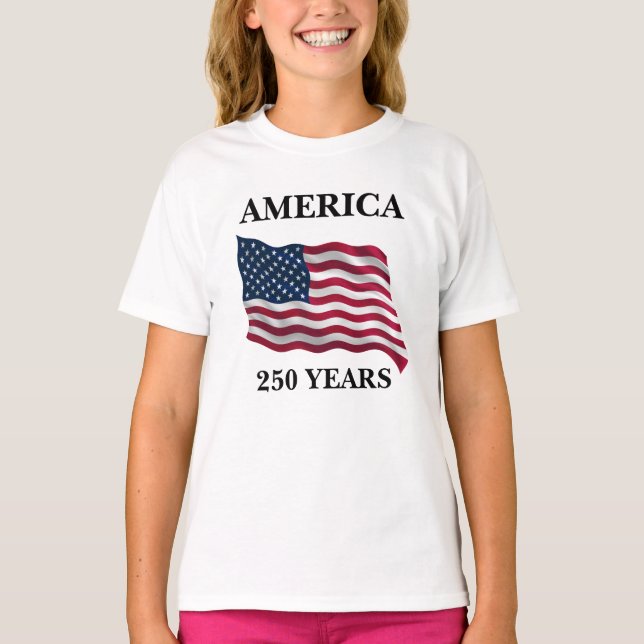 T-shirt Fille du drapeau américain 250 ans (Devant)