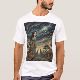 T-shirt Fille du Phénix Doré – Rêverie du Ciel de Lotus