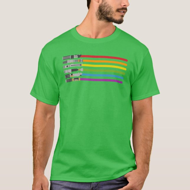 T-shirt Fille du sabre laser arc-en-ciel (Devant)