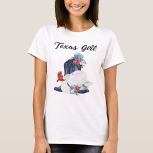 T-shirt Fille du Texas avec bottes/chapeau de cowboy & fle