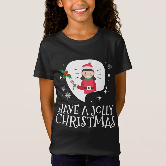 T-Shirt Fille Elf Christmas mignonne (Devant)