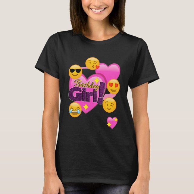 T-shirt Fille Emojis (coeur) d'anniversaire (Devant)