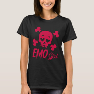 T-shirt Fille Émotionnelle Crâne Rose Gothique Scène Enfan