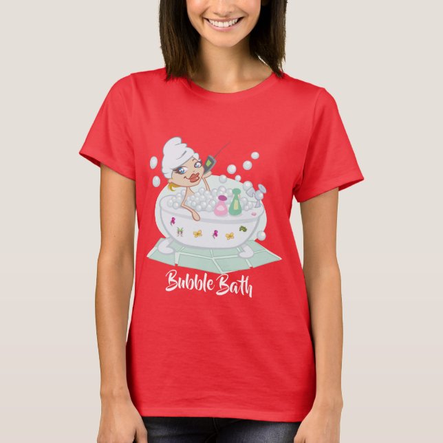 T-shirt Fille En Bubble Bain Rouge (Devant)