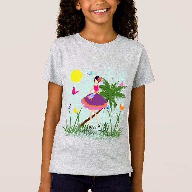 T-Shirt Fille en robe violette (Devant)