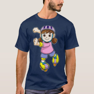T-shirt Fille en tant que patineuse avec casque de patins