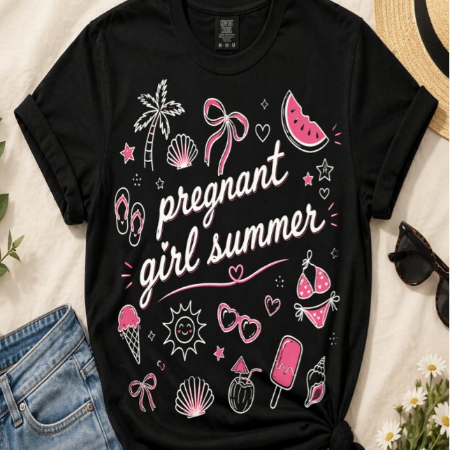 T-shirt Fille enceinte Été Annonce de grossesse Maman (Funny Pregnancy Shirt Pregnant Girl Summer T-Shirt, Expecting Mom Gift Idea, Summer Maternity)