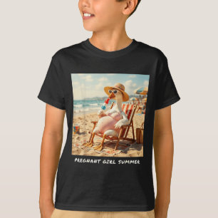 T-shirt Fille enceinte été oie plage