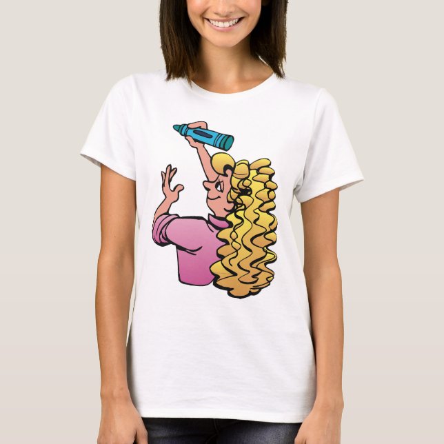T-shirt Fille enjouée avec un crayon de couleur (Devant)