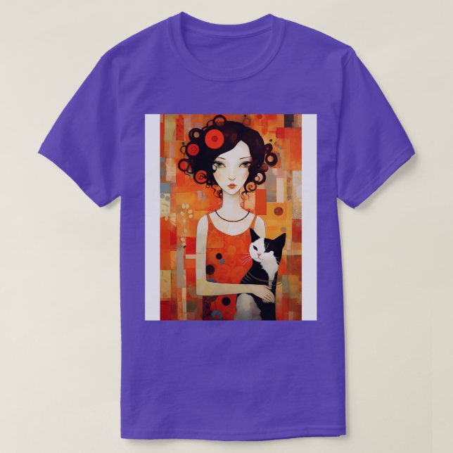 T-shirt Fille et chat 5 (Design devant)