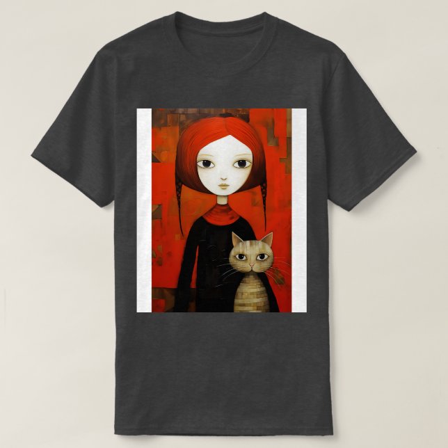 T-shirt Fille et chat 7 (Design devant)