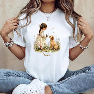 T-shirt Fille et chiot