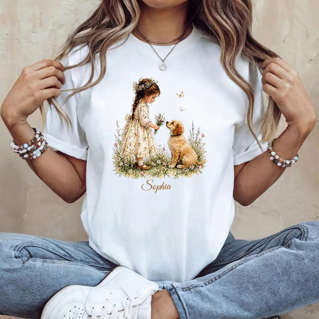 T-shirt Fille et chiot (Créateur téléchargé)