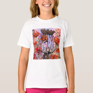 T-shirt Fille et Coquelicots