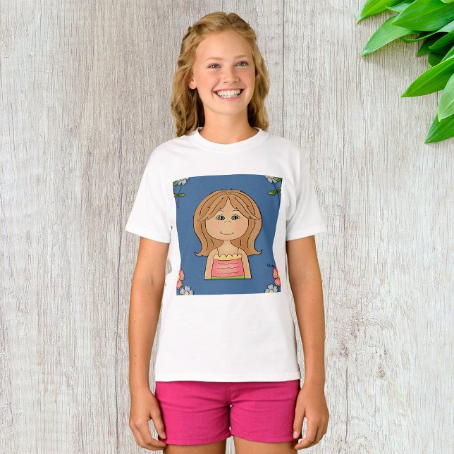 T-shirt Fille Et Fleurs (Créateur téléchargé)