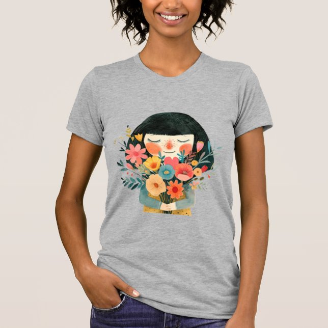 T-shirt Fille et fleurs parfumées (Devant)