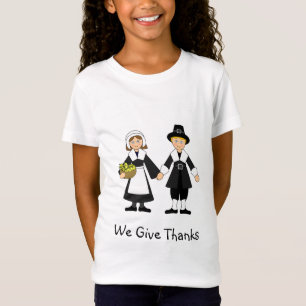 T-Shirt Fille et garçon de pèlerins de Thanksgiving
